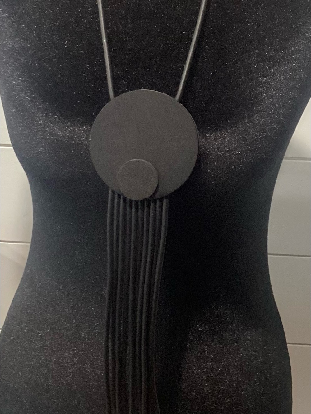 Minimalist Black Disc Pendant Necklace